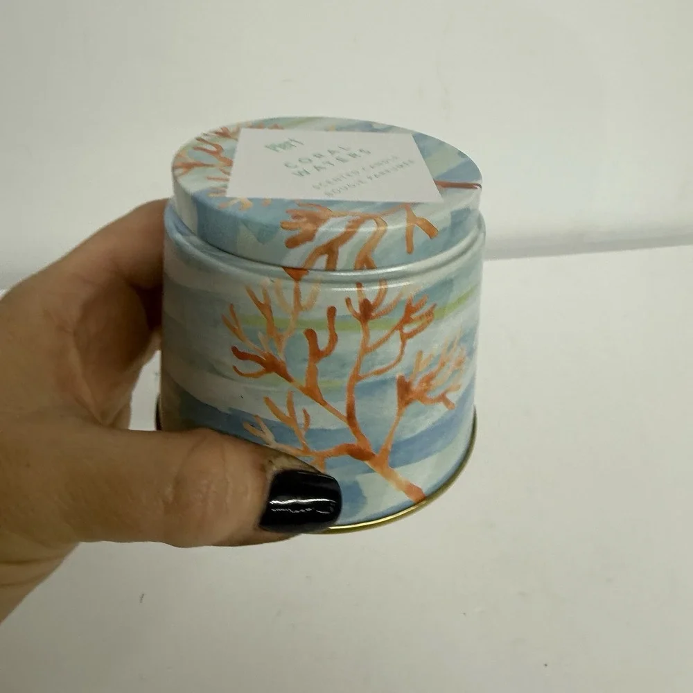 Pier 1 Imports Coral Waters Scented Candle 6.8‎ oz Tin Jar Sea Life Decor NWT